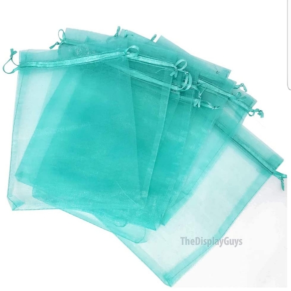 15ct  6x9 inch Organza Drawstring Bags, TEAL - Picture 3 of 7